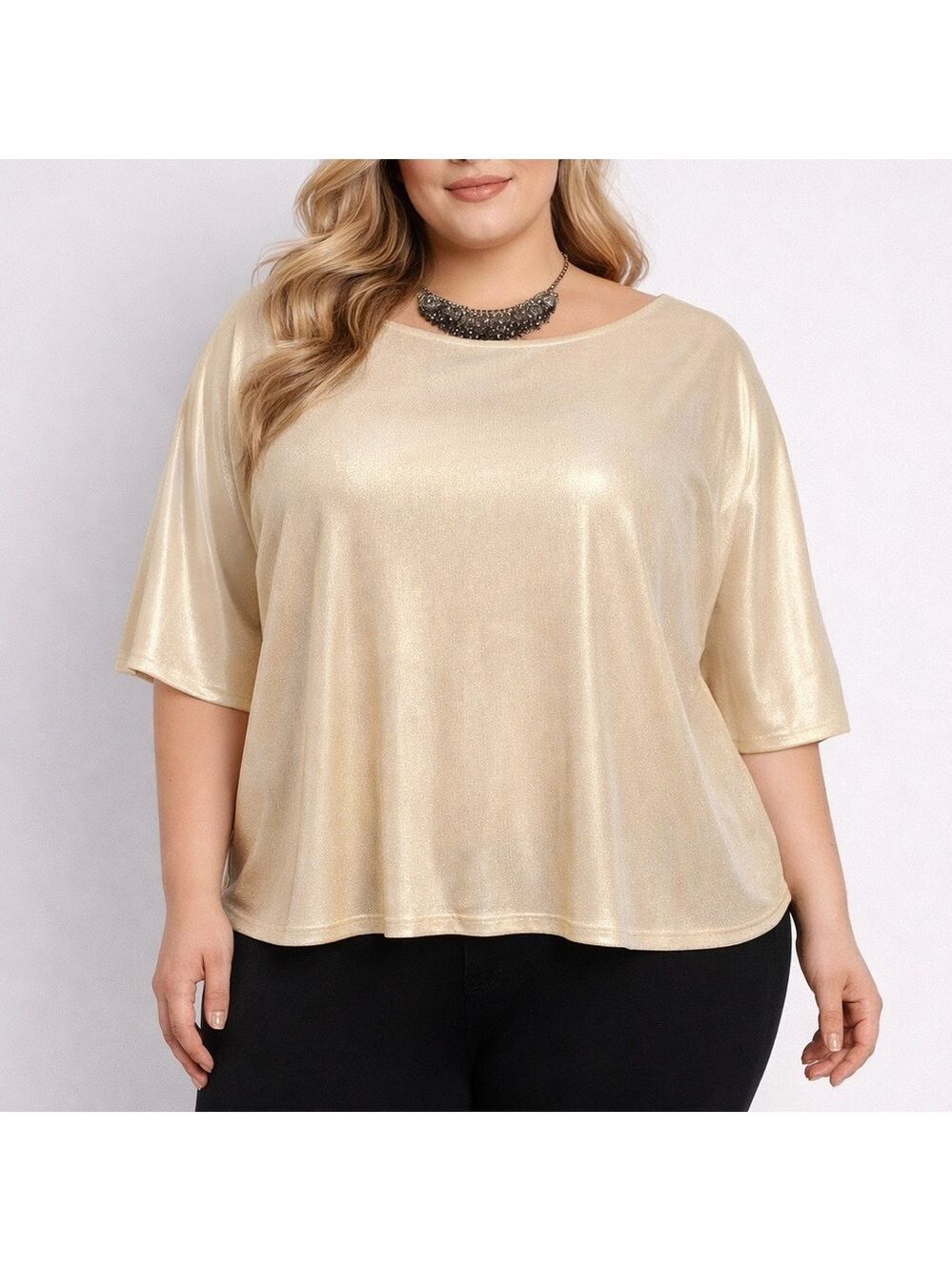Joe Fresh Gold and White Short Sleeve Blouse Size 1X